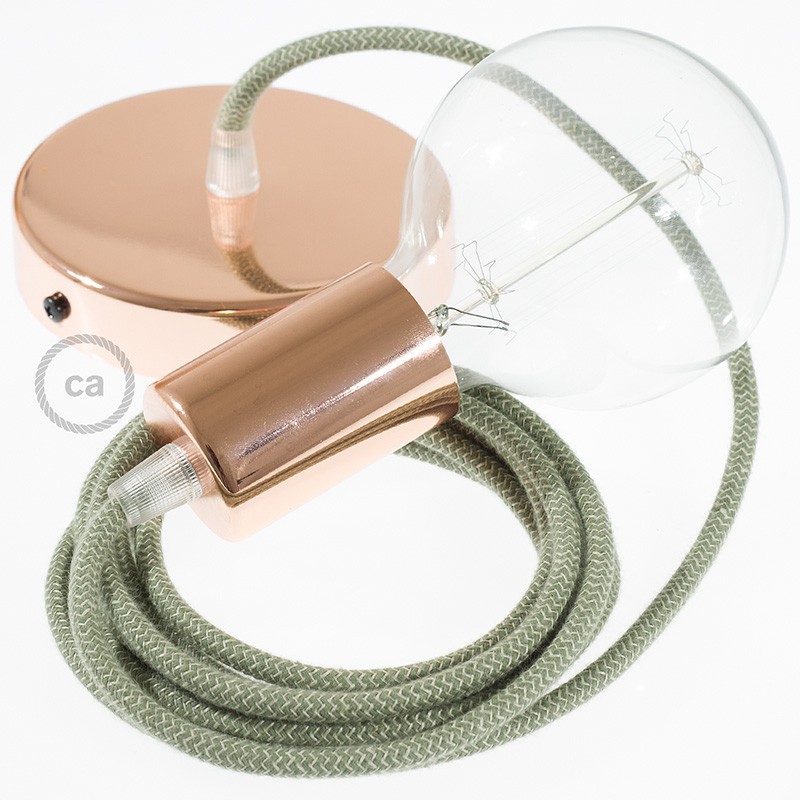 Viseća lampa s tekstilnim kabelom RD72 - Cik-Cak, Timijan Zeleni Pamuk I Prirodni Lan