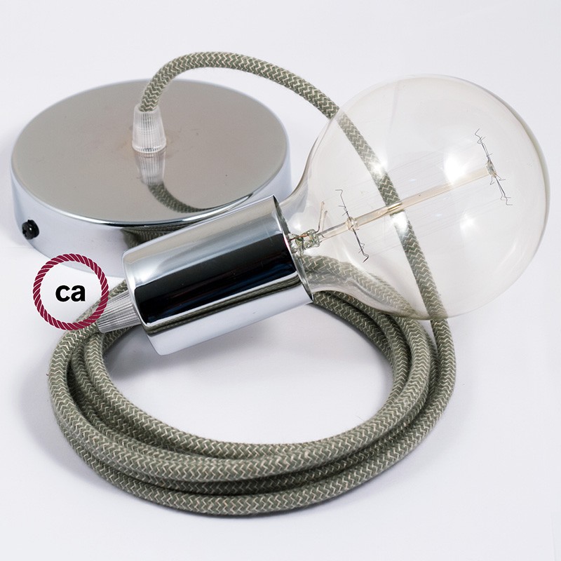 Viseća lampa s tekstilnim kabelom RD72 - Cik-Cak, Timijan Zeleni Pamuk I Prirodni Lan