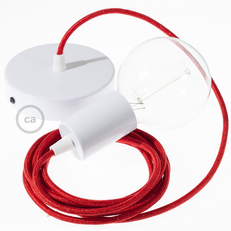 Viseća lampa s tekstilnim kabelom RL09 - Crveni rajon