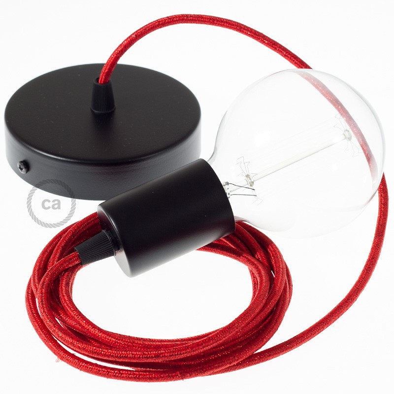 Viseća lampa s tekstilnim kabelom RL09 - Crveni rajon