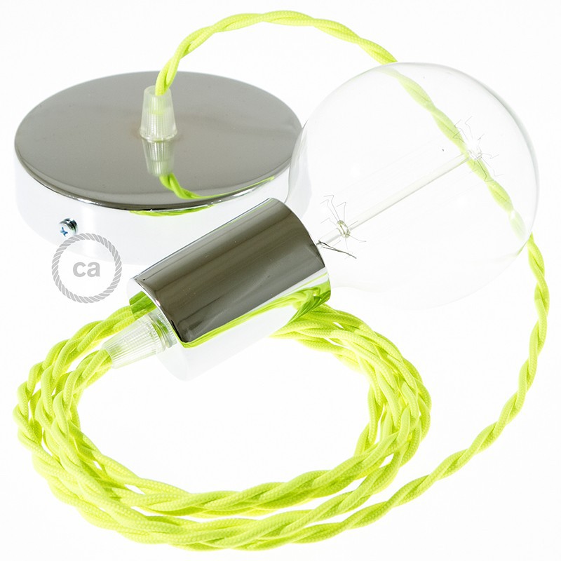 Viseća lampa s tekstilnim kabelom TF10 - Žuti Fluo rajon