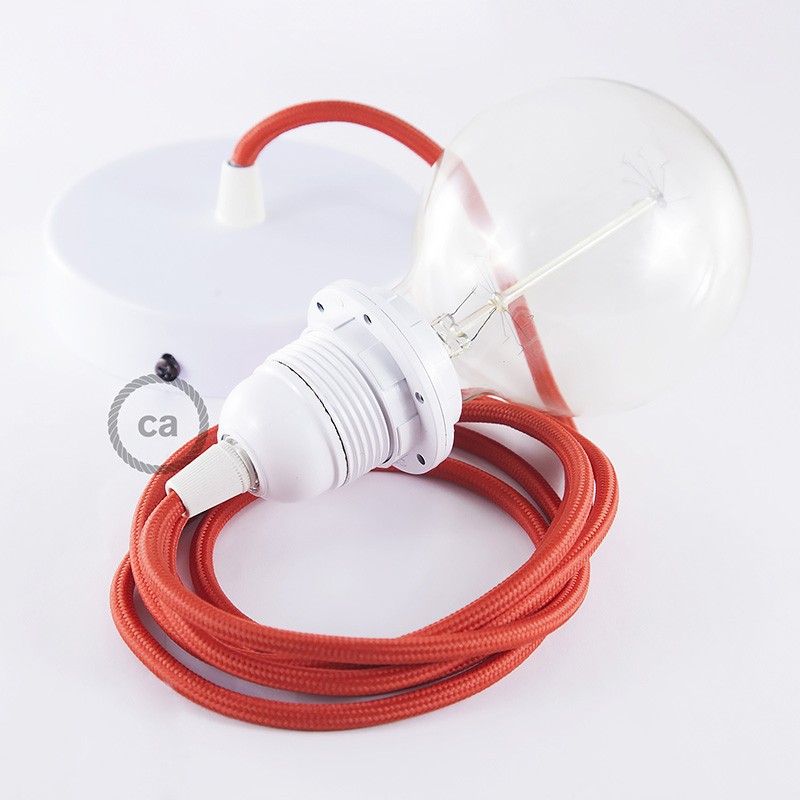 Viseća lampa za sjenilo s tekstilnim kabelom RM09 - Crveni rajon