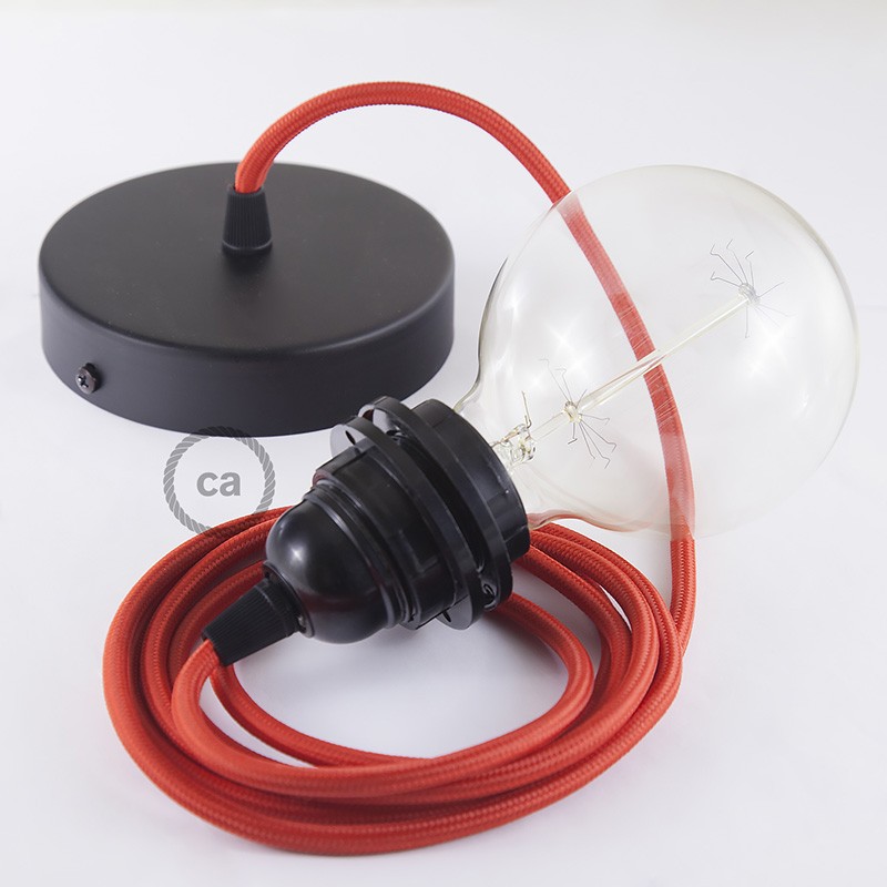 Viseća lampa za sjenilo s tekstilnim kabelom RM09 - Crveni rajon