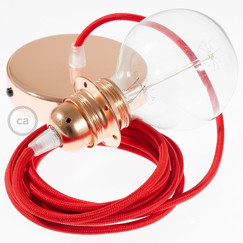Viseća lampa za sjenilo s tekstilnim kabelom RM09 - Crveni rajon