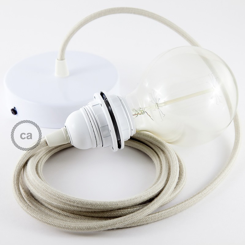 Viseća lampa za sjenilo s tekstilnim kabelom RC43 - Kremasti Pamuk