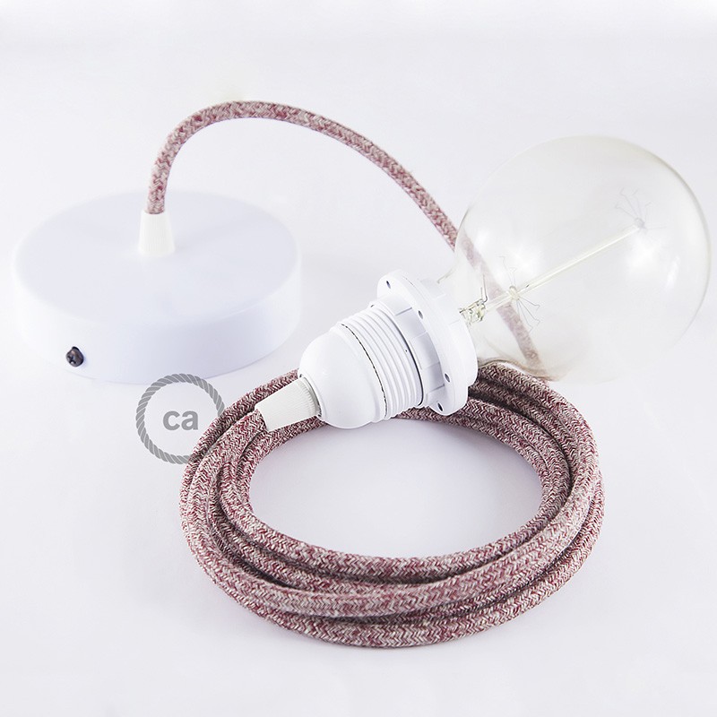 Viseća lampa za sjenilo s tekstilnim kabelom RS83 - Crvena Pamuk I Prirodni Lan