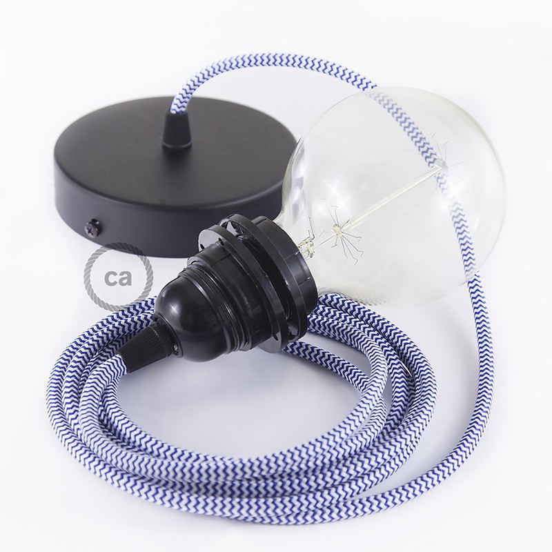 Viseća lampa za sjenilo s tekstilnim kabelom RZ12 - Cik-Cak Plavi rajon