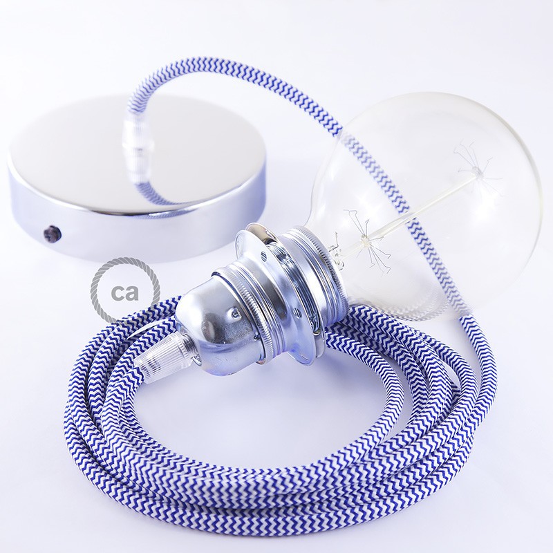 Viseća lampa za sjenilo s tekstilnim kabelom RZ12 - Cik-Cak Plavi rajon