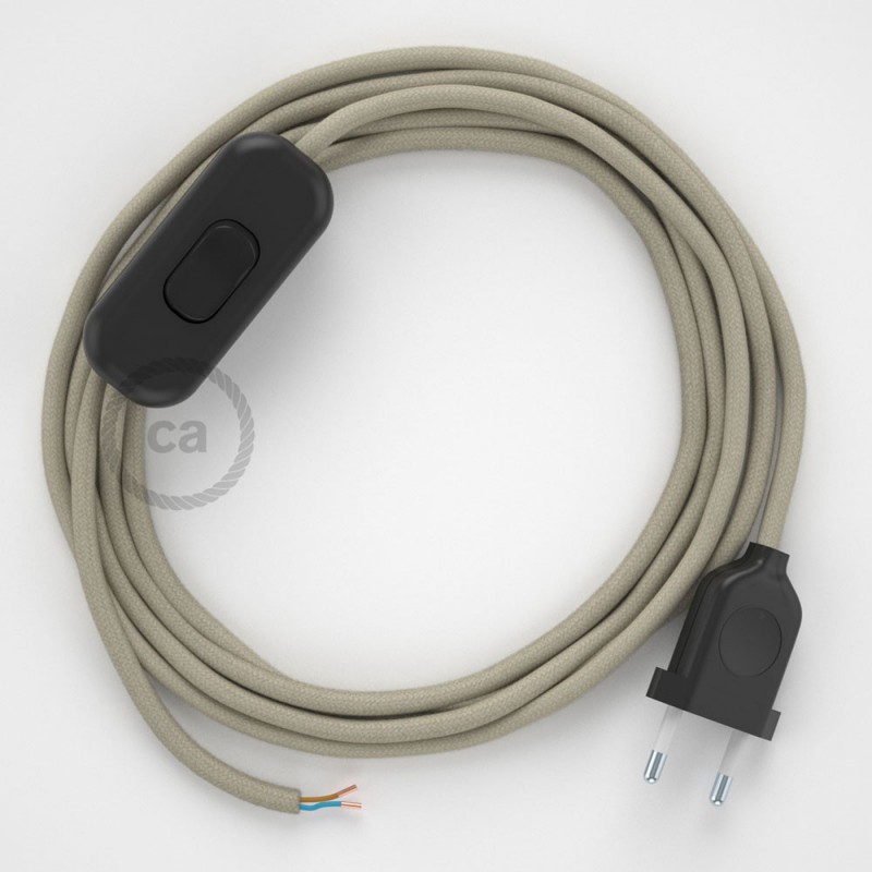 Komplet s prekidačem RC43 Kremasti Pamuk - 1,8 m. odaberite boju prekidača i utikača!