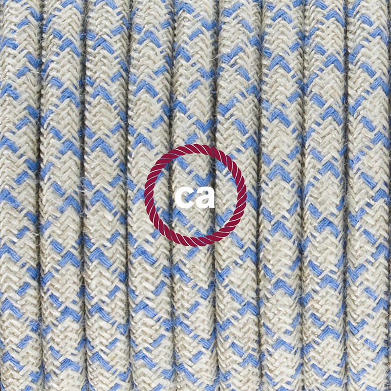 Komplet s prekidačem RD65 Romb, Nebesko Plavi Pamuk I Prirodni Lan - 1,8 m. odaberite boju prekidača i utikača!