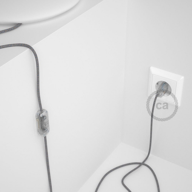 Komplet s prekidačem RD65 Romb, Nebesko Plavi Pamuk I Prirodni Lan - 1,8 m. odaberite boju prekidača i utikača!