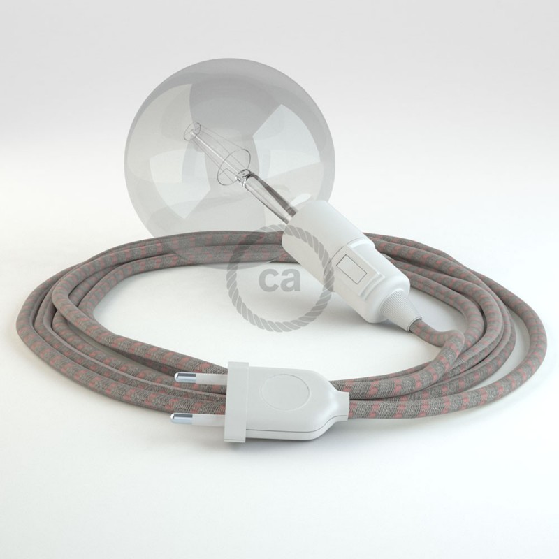 Kreirajte svoju viseću lampu "Snake" RD51 Crte, Ružičasti Pamuk I Prirodni Lan i unesite svjetlo gdje god želite.