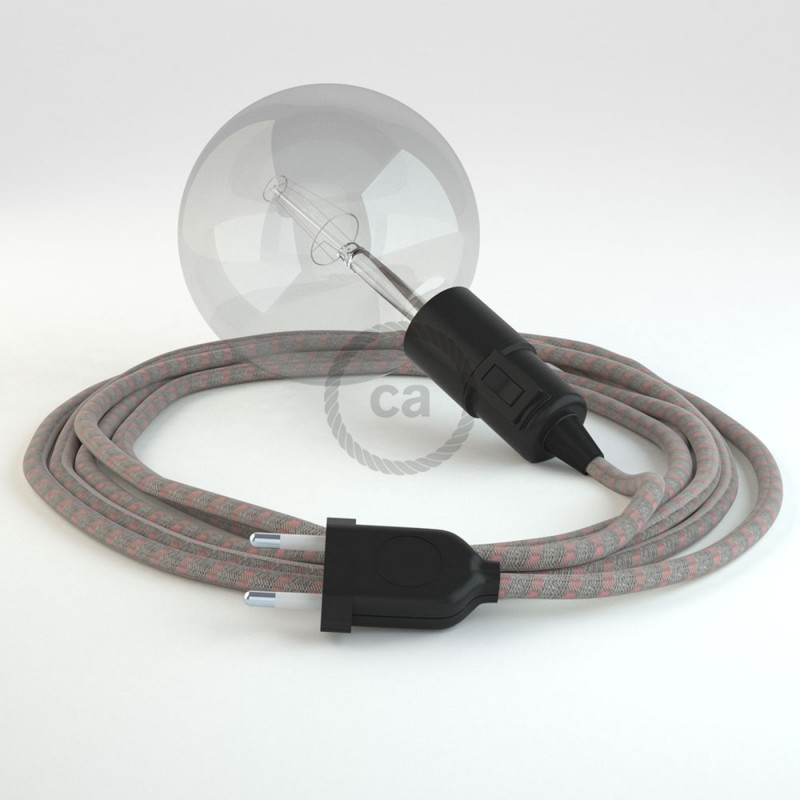 Kreirajte svoju viseću lampu "Snake" RD51 Crte, Ružičasti Pamuk I Prirodni Lan i unesite svjetlo gdje god želite.