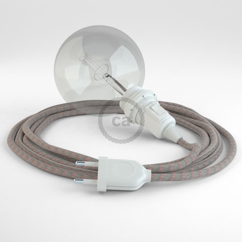 Kreirajte svoju viseću lampu "Zmija" za sjenilo RD51 Crte, Ružičasti Pamuk I Prirodni Lan i unesite svjetlo gdje god želite.