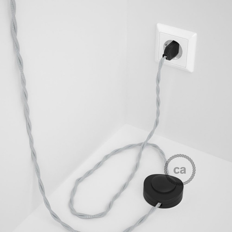 Komplet s podnim prekidačem TM02 Srebrni rajon - 3 m. Odaberite boju prekidača i utikača!