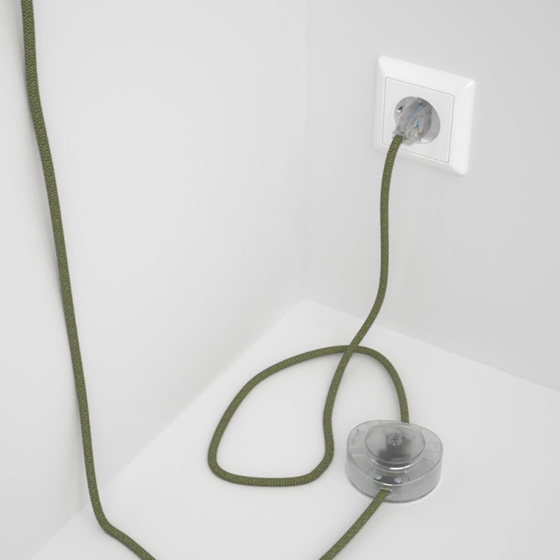 Komplet s podnim prekidačem RD72 Cik-Cak, Timijan Zeleni Pamuk I Prirodni Lan - 3 m. Odaberite boju prekidača i utikača!