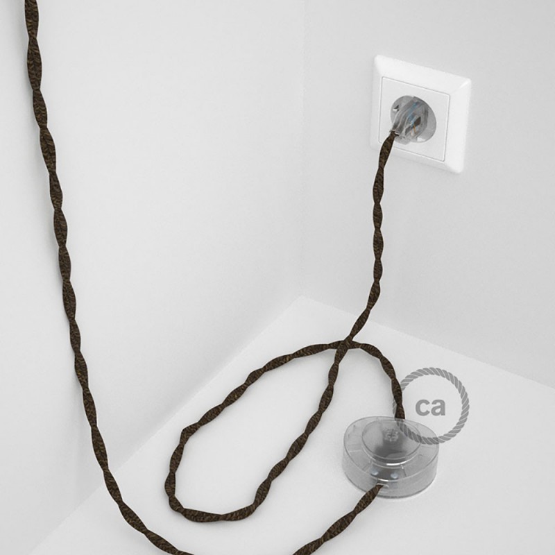 Komplet s podnim prekidačem TN04 Braon Prirodni Lan - 3 m. Odaberite boju prekidača i utikača!
