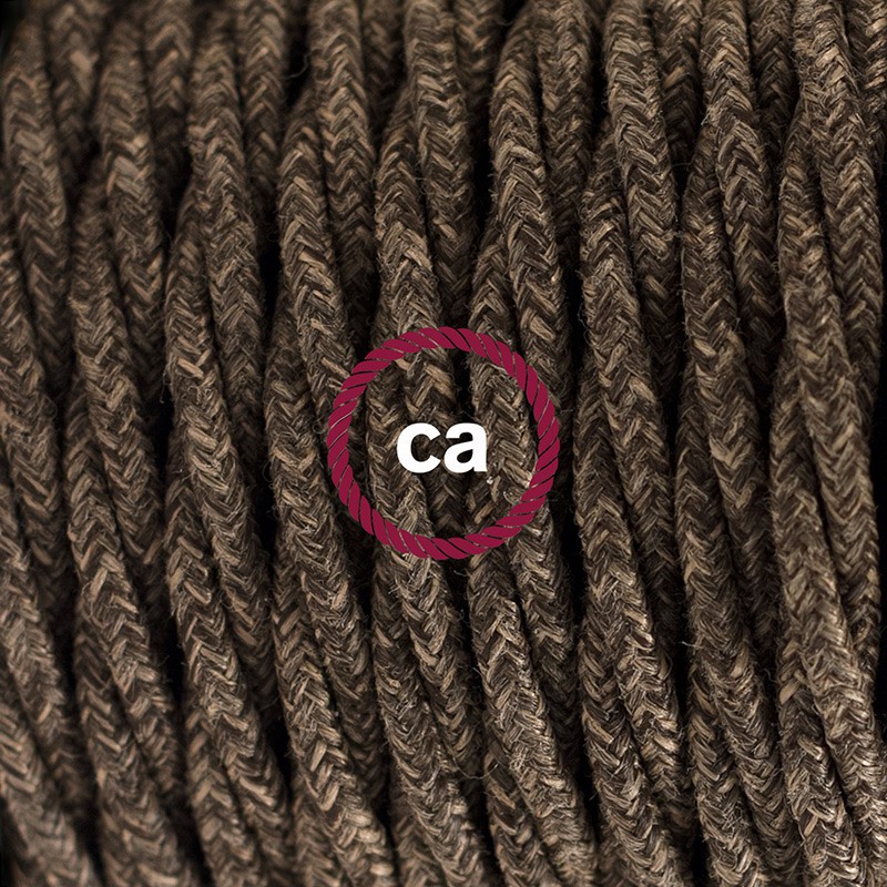 Komplet s podnim prekidačem TN04 Braon Prirodni Lan - 3 m. Odaberite boju prekidača i utikača!