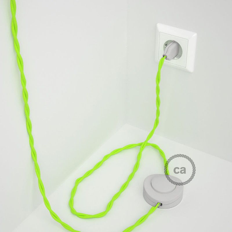 Komplet s podnim prekidačem TF10 Žuti Fluo rajon - 3 m. Odaberite boju prekidača i utikača!