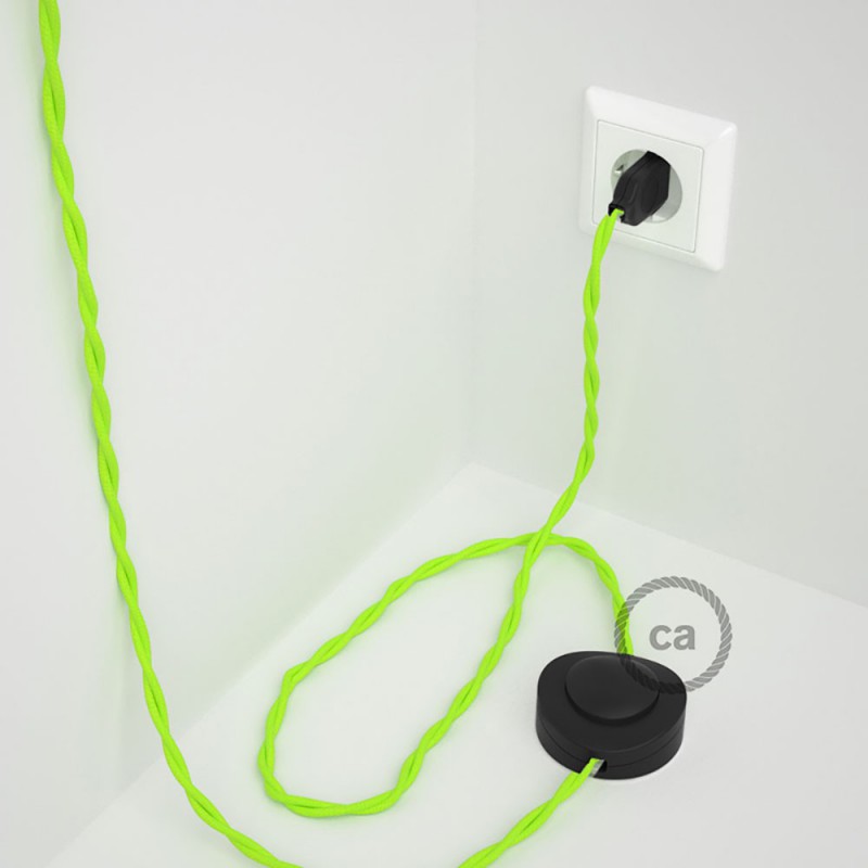 Komplet s podnim prekidačem TF10 Žuti Fluo rajon - 3 m. Odaberite boju prekidača i utikača!