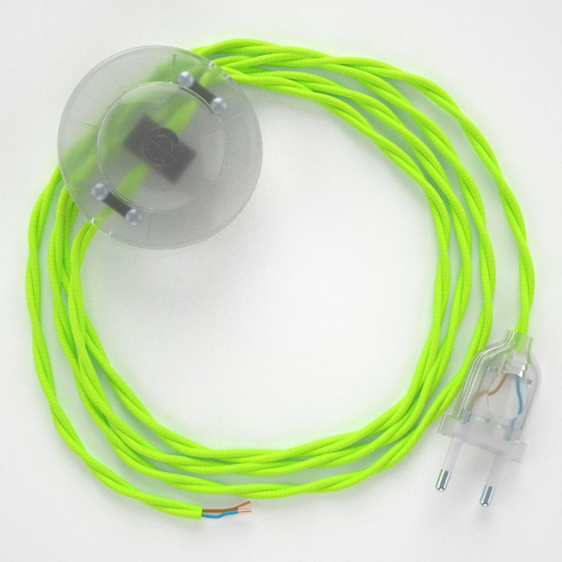 Komplet s podnim prekidačem TF10 Žuti Fluo rajon - 3 m. Odaberite boju prekidača i utikača!