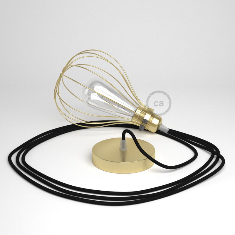 Viseća lampa s ukrasnim kavezom Drop - boja mesinga s crnim RM04 kabelom