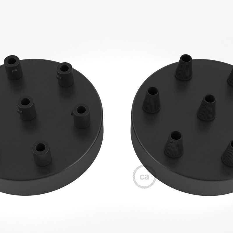 Pauk viseće lampa s 5 ispusta, crni metal, antracit kabel RN03, napravljeno u Italiji.