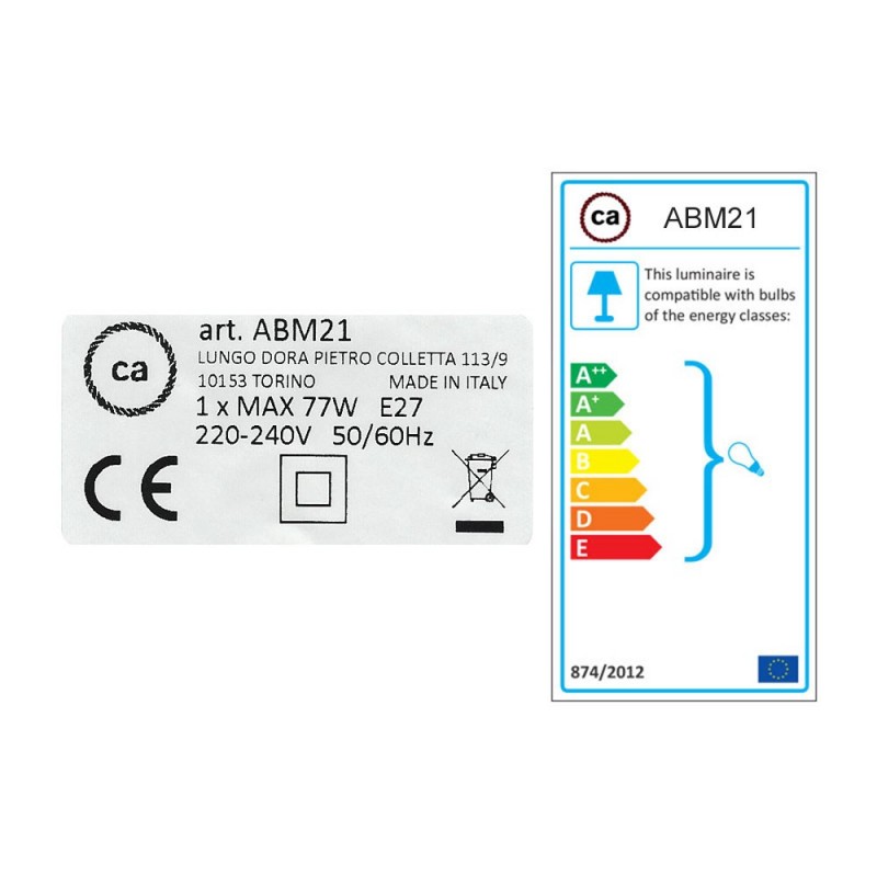 Posaluce, bijela metalna stolna svjetiljka za sjenilo, s tekstilnim kabelom, prekidačem i dvopolnim utikačem