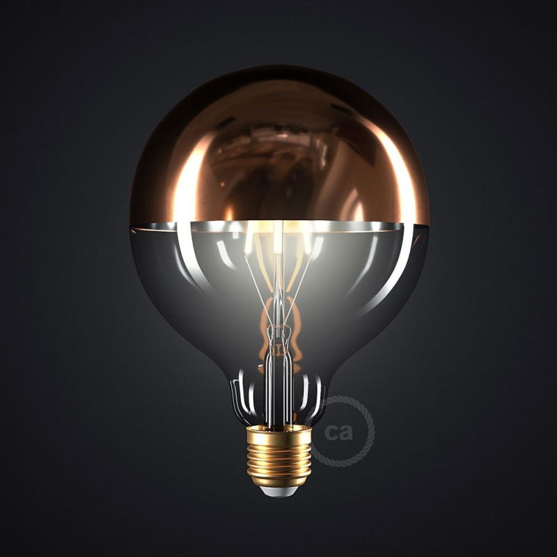 Bakrena "half sphere" Globe G125 LED žarulja 7W E27 2700K Dimabilna ( s prigušivanjem svjetla )