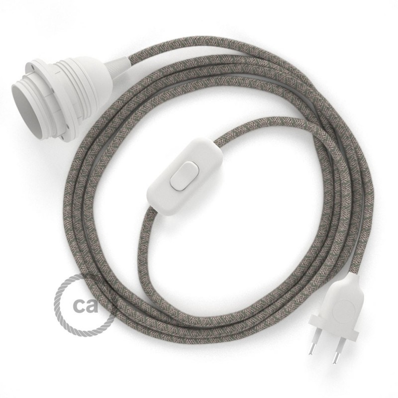 SnakeBis komplet za svjetiljku s tekstilnim kabelom - Romb, Ružičasti Pamuk I Prirodni Lan RD61