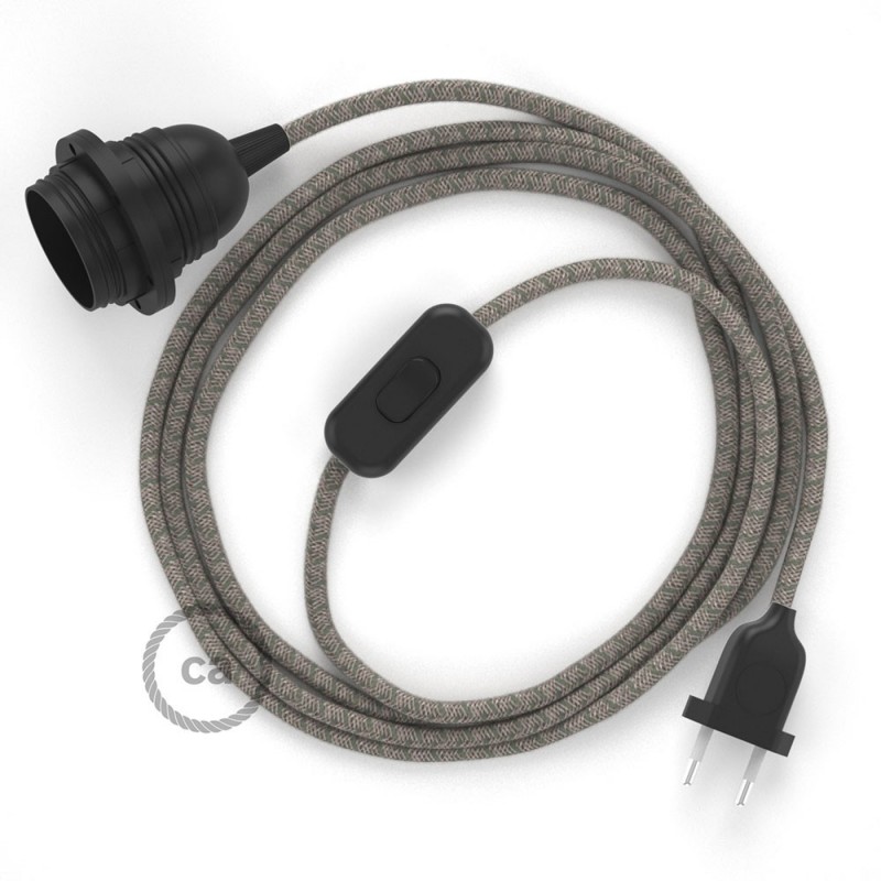 SnakeBis komplet za svjetiljku s tekstilnim kabelom - Romb, Ružičasti Pamuk I Prirodni Lan RD61