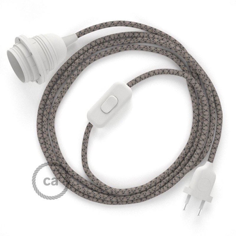 SnakeBis komplet za svjetiljku s tekstilnim kabelom - Romb,Antracit Pamuk I Prirodni Lan RD64