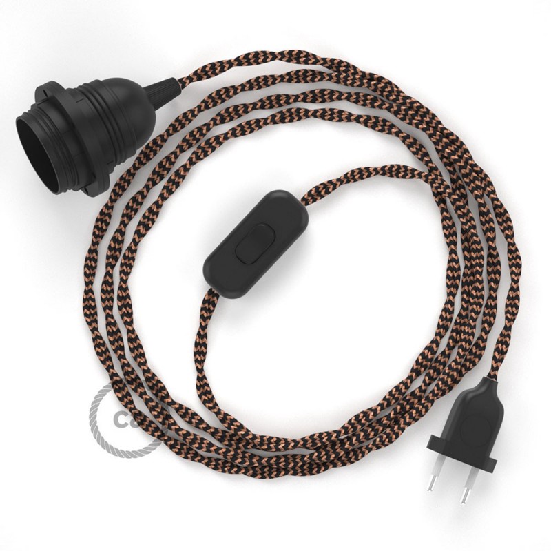 SnakeBis komplet za svjetiljku s tekstilnim kabelom - Crna I Whiskey Rajon TZ22