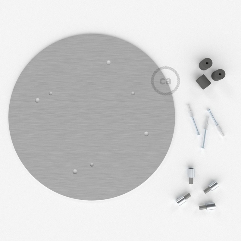 Okrugla 35cm XXL cilindrična rozeta, mat srebrna, 4 izlaza + dodaci