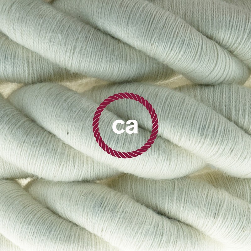 Bijelo obojena viseća drvena lampa, set s omotanim 2XL 24mm tekstilnim kabelom, prekrivenim prirodnim pamukom.