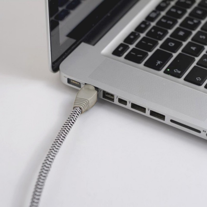 LAN Ethernet kabel Cat 5e bez RJ45 utikača - obloženi rayon platnom RZ04 ZigZag Crno bijeli