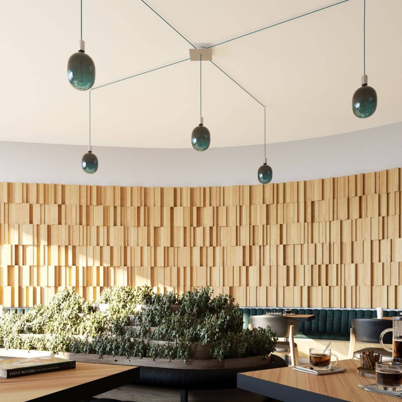 Kvadratna stropna dekoracija za rozetu 200 mm - Rose-One sistem s 1 rupom