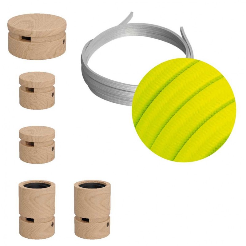 Filé System Wiggle Set - s 3m String light kebela i 5 drvenih komponenti za unutarnje prostore.