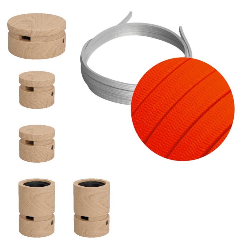 Filé System Wiggle Set - s 3m String light kebela i 5 drvenih komponenti za unutarnje prostore.