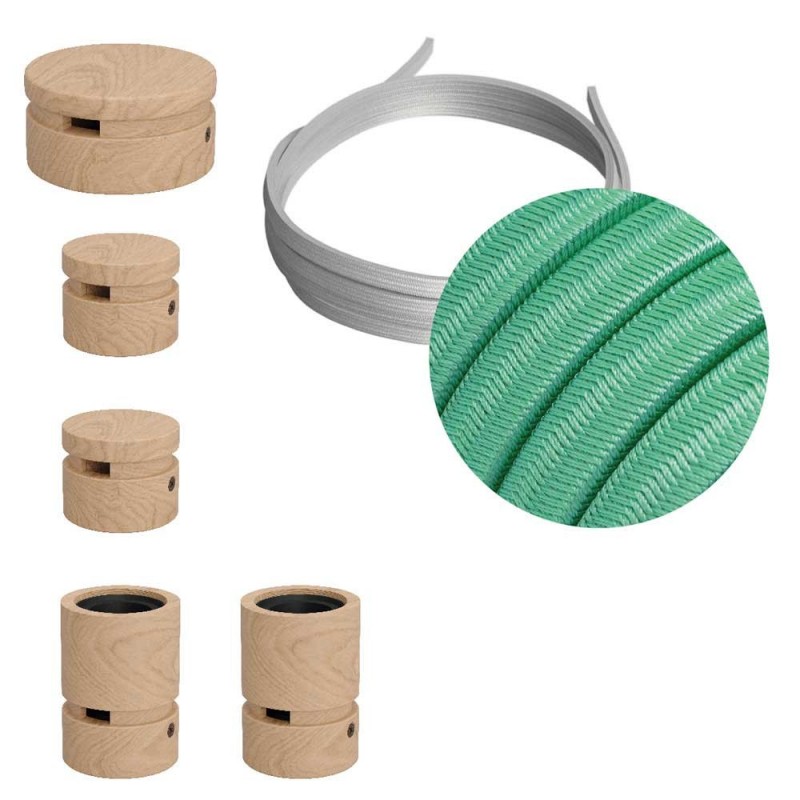 Filé System Wiggle Set - s 3m String light kebela i 5 drvenih komponenti za unutarnje prostore.