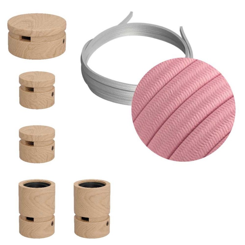 Filé System Wiggle Set - s 3m String light kebela i 5 drvenih komponenti za unutarnje prostore.