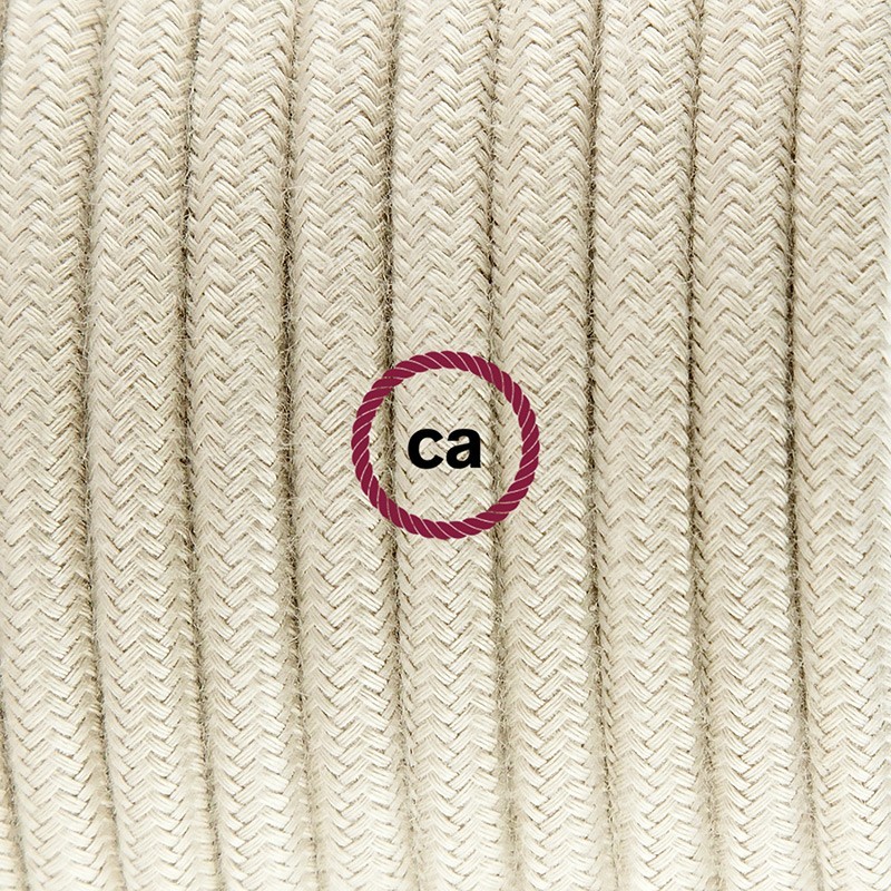 Viseća porculanska lampa, set s tekstilnim kabelom RC43 - Kremasti Pamuk