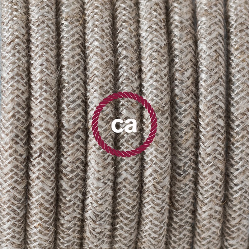 Viseća porculanska lampa, set s tekstilnim kabelom RN01 - Prirodni Lan Prirodni Lan