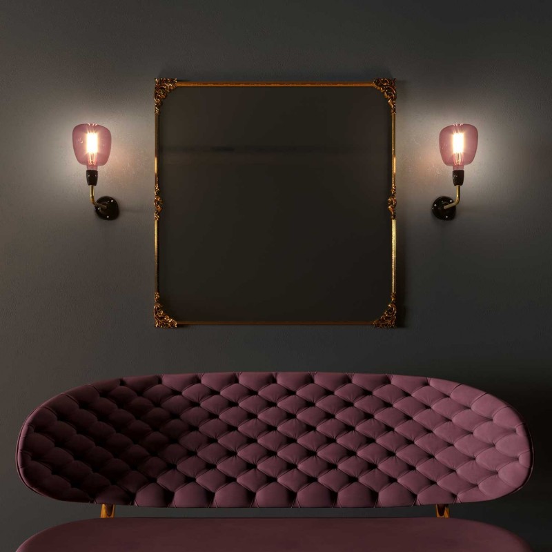 Fermaluce Vintage, metalna i porculanska zidna lampa sa metalnim nosačem