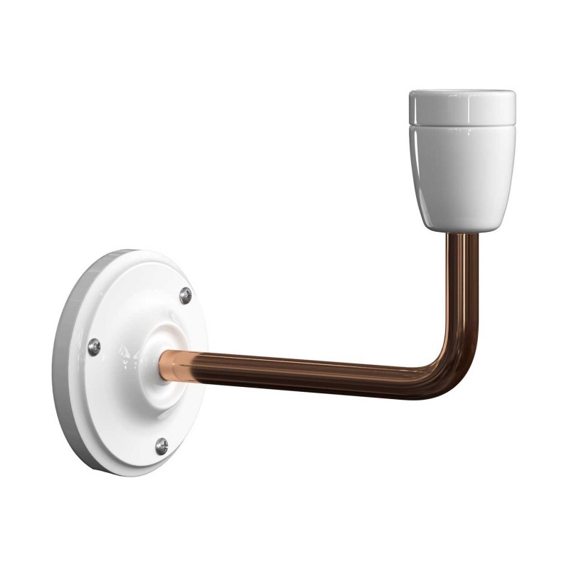 Fermaluce Vintage, metalna i porculanska zidna lampa sa metalnim nosačem