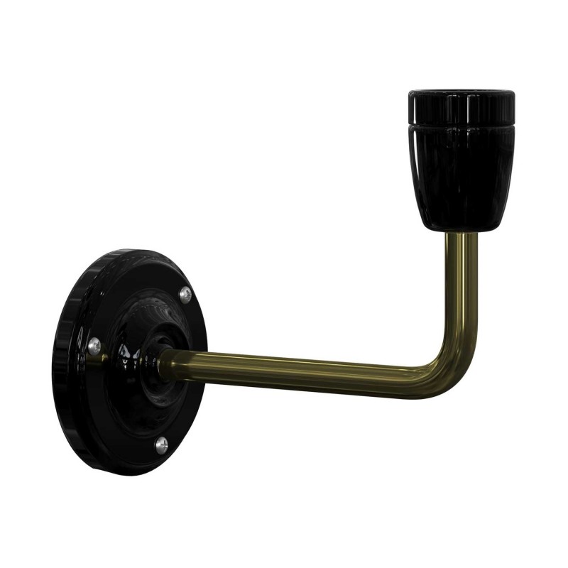 Fermaluce Vintage, metalna i porculanska zidna lampa sa metalnim nosačem